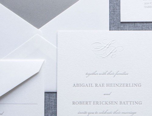 custom blind embossed monogram invitation • Abby